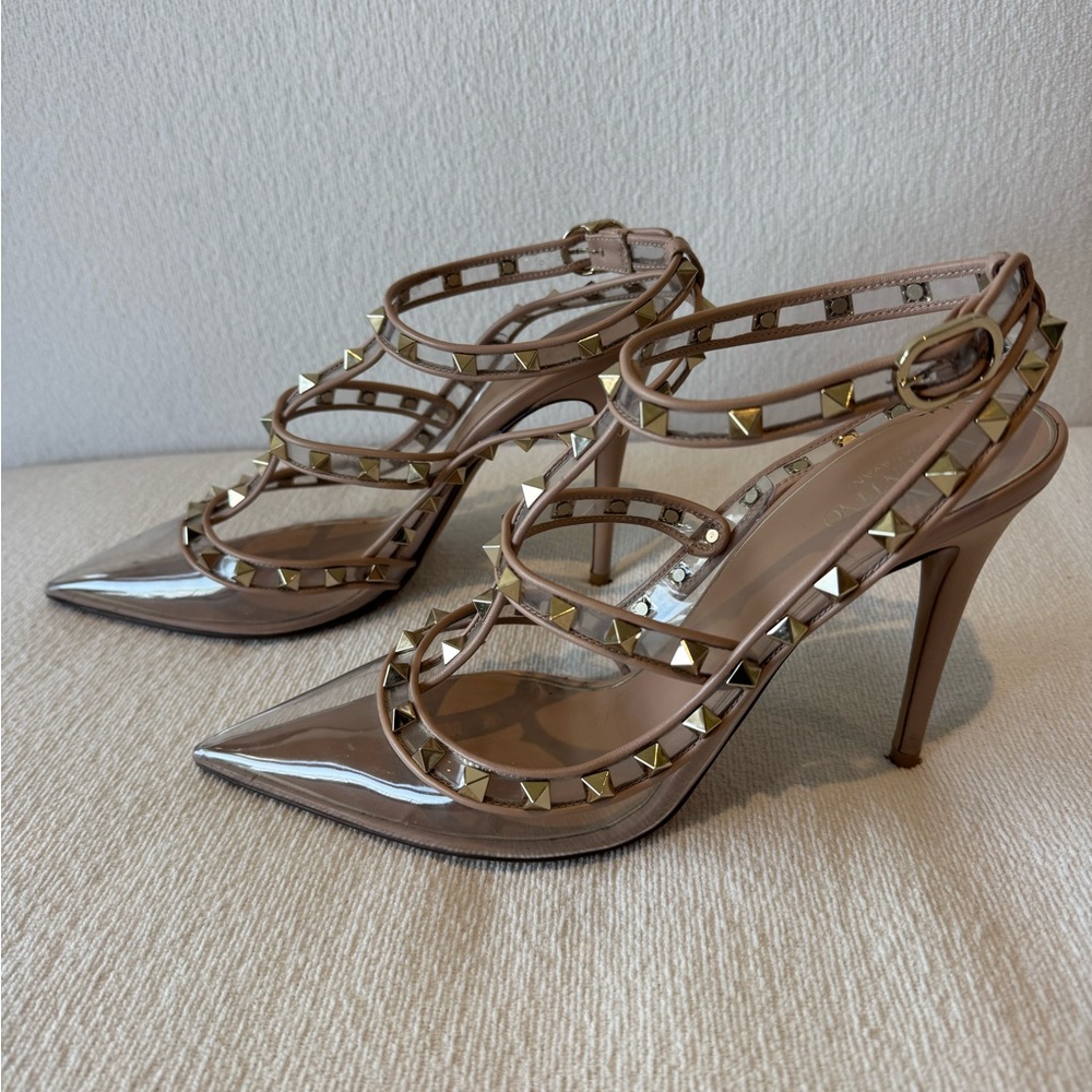 Valentino Gold Rockstud and transparent pumps - Picture 4 of 10